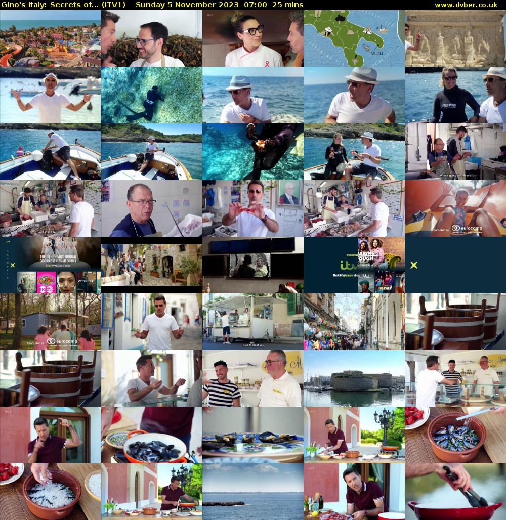 Gino's Italy: Secrets of... (ITV1) Sunday 5 November 2023 07:00 - 07:25