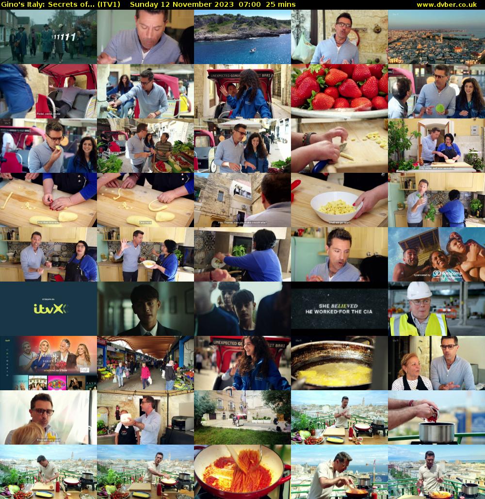 Gino's Italy: Secrets of... (ITV1) Sunday 12 November 2023 07:00 - 07:25