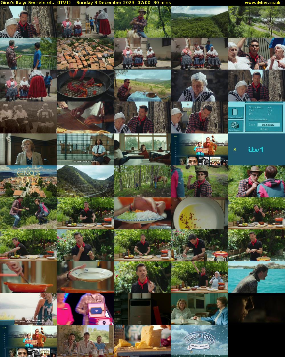 Gino's Italy: Secrets of... (ITV1) Sunday 3 December 2023 07:00 - 07:30