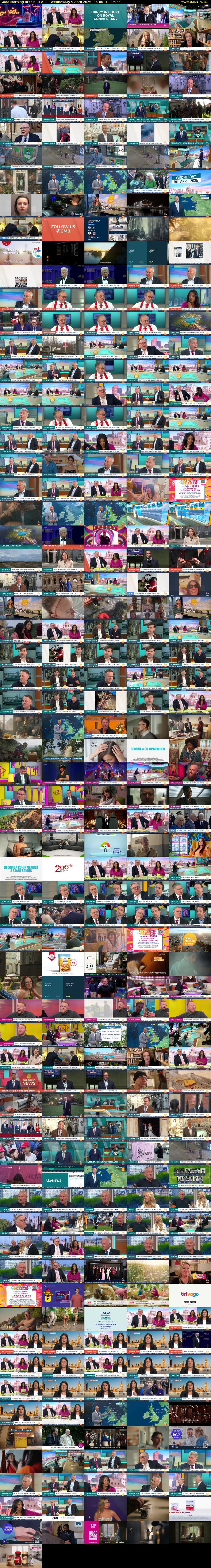 Good Morning Britain (ITV1) Wednesday 9 April 2025 06:00 - 09:00