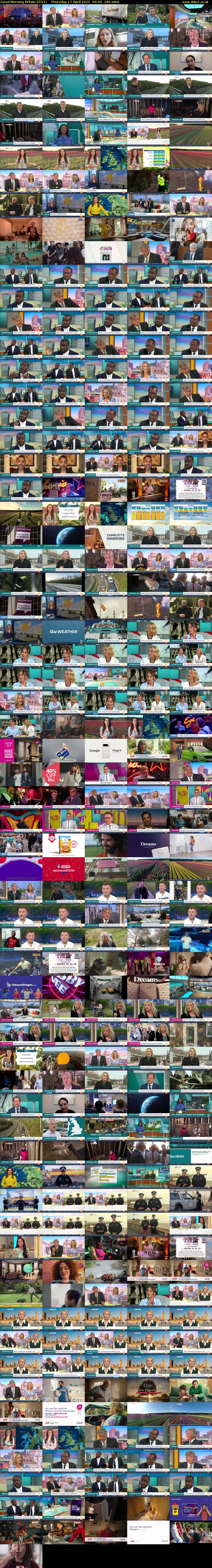 Good Morning Britain (ITV1) Thursday 17 April 2025 06:00 - 09:00