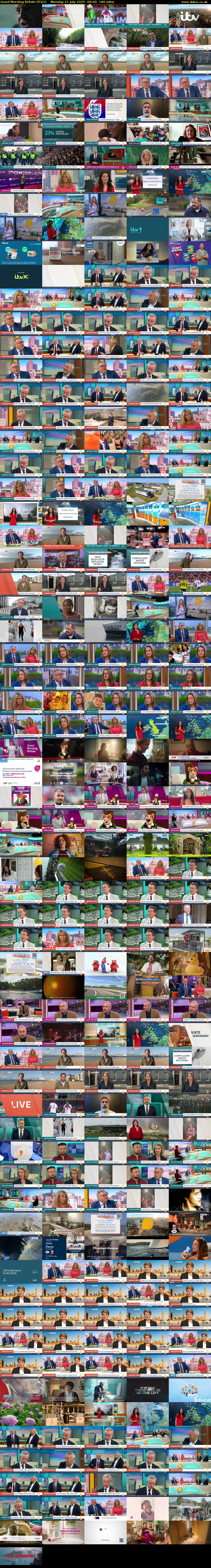 Good Morning Britain (ITV1) Monday 21 July 2025 06:00 - 09:00