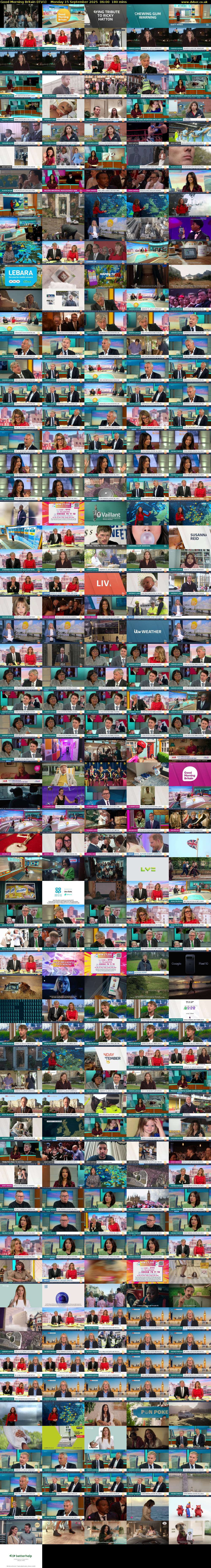 Good Morning Britain (ITV1) Monday 15 September 2025 06:00 - 09:00