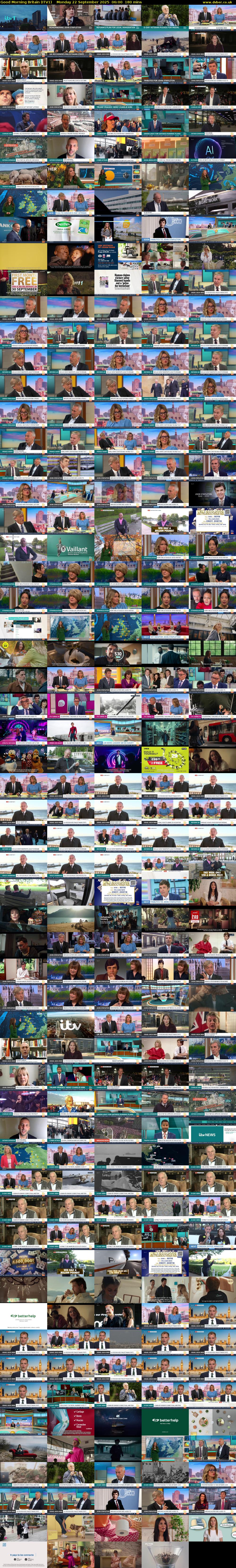 Good Morning Britain (ITV1) Monday 22 September 2025 06:00 - 09:00