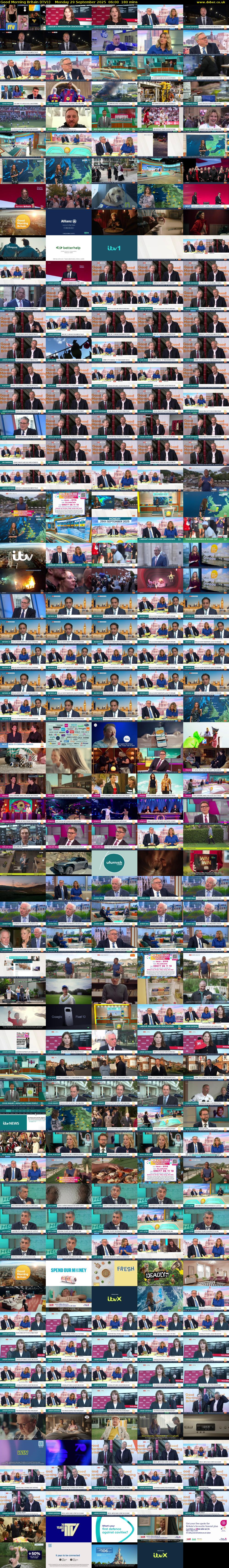 Good Morning Britain (ITV1) Monday 29 September 2025 06:00 - 09:00