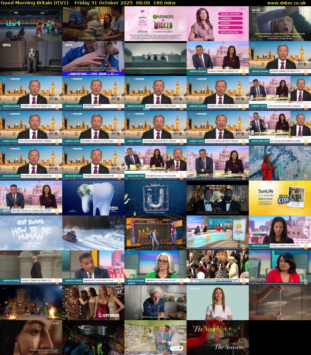 Good Morning Britain (ITV1) Friday 31 October 2025 06:00 - 09:00