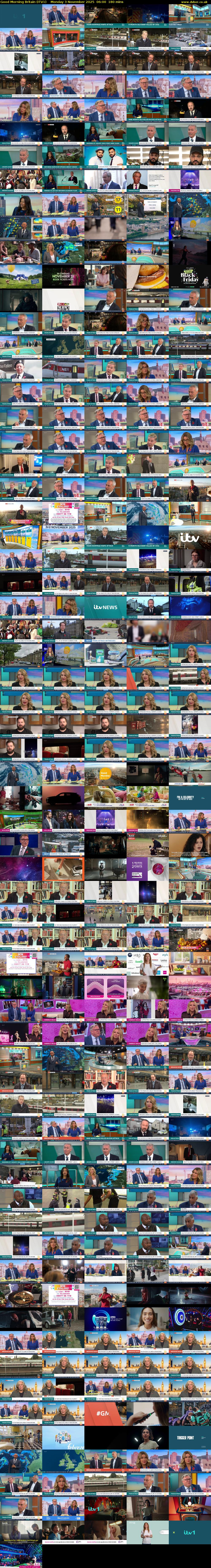 Good Morning Britain (ITV1) Monday 3 November 2025 06:00 - 09:00