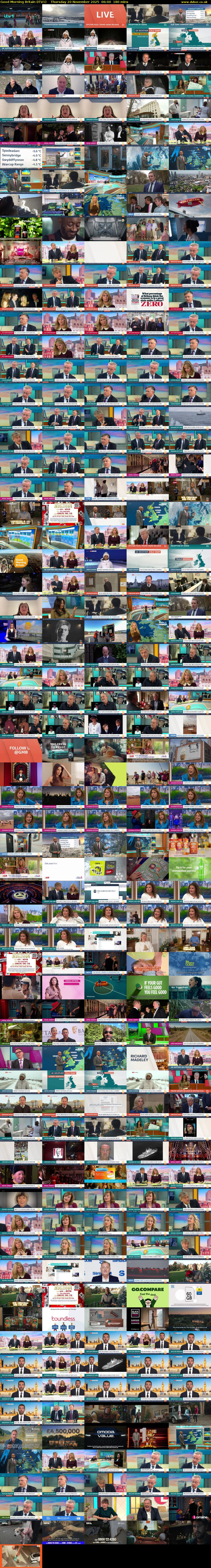Good Morning Britain (ITV1) Thursday 20 November 2025 06:00 - 09:00
