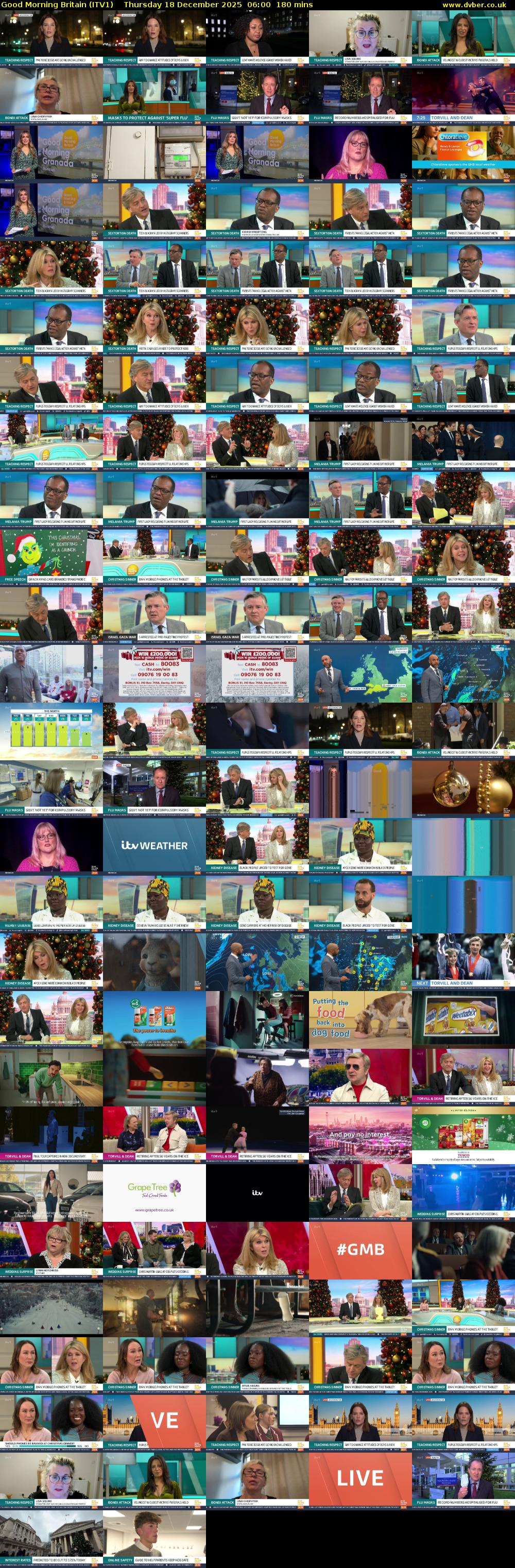 Good Morning Britain (ITV1) Thursday 18 December 2025 06:00 - 09:00