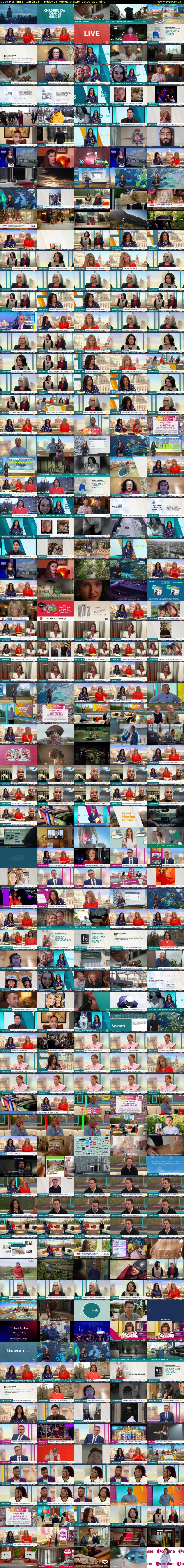 Good Morning Britain (ITV1) Friday 13 February 2026 06:00 - 09:30