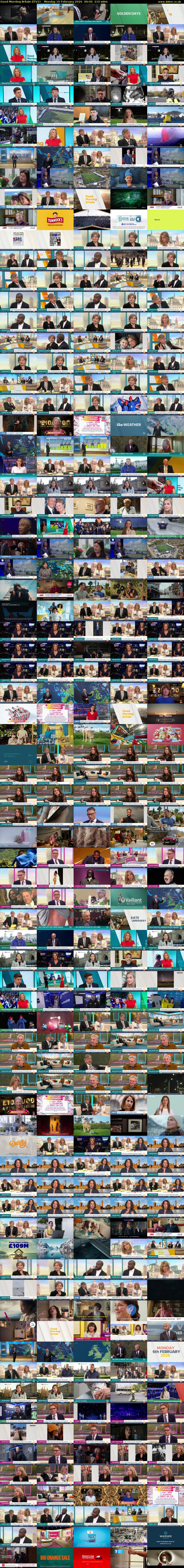 Good Morning Britain (ITV1) Monday 16 February 2026 06:00 - 09:30