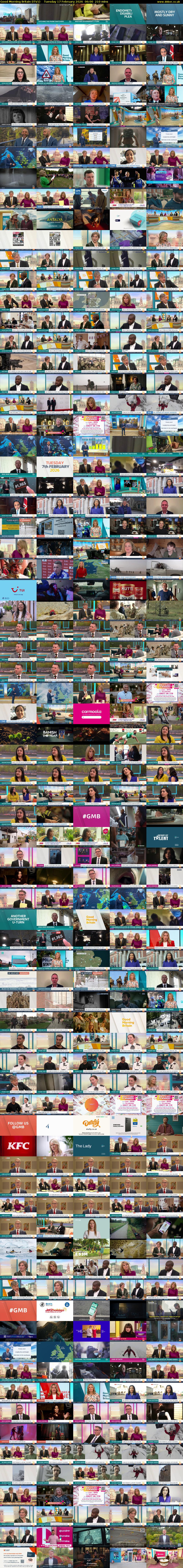 Good Morning Britain (ITV1) Tuesday 17 February 2026 06:00 - 09:30