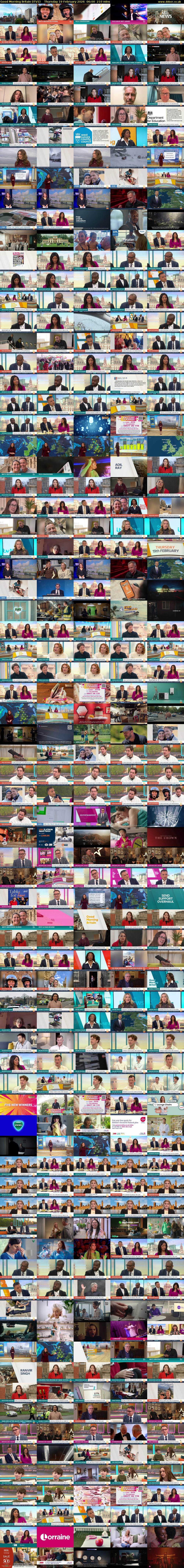 Good Morning Britain (ITV1) Thursday 19 February 2026 06:00 - 09:30