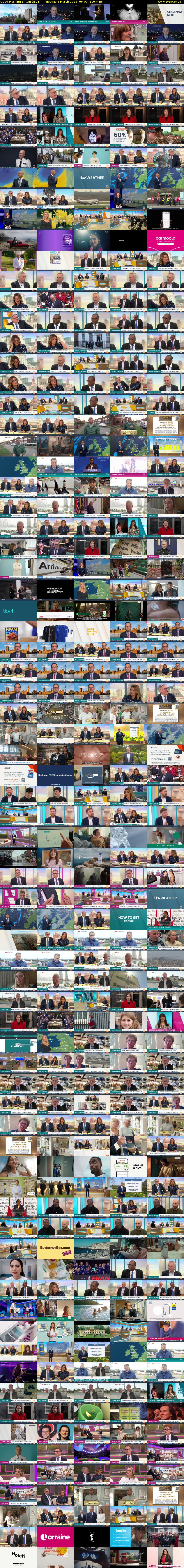 Good Morning Britain (ITV1) Tuesday 3 March 2026 06:00 - 09:30