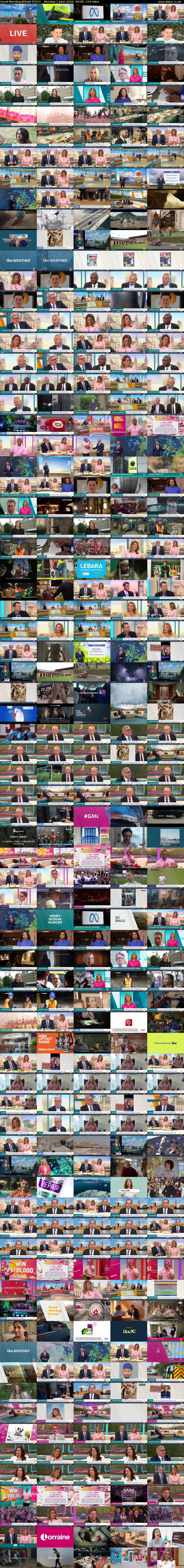 Good Morning Britain (ITV1) Monday 1 June 2026 06:00 - 09:30