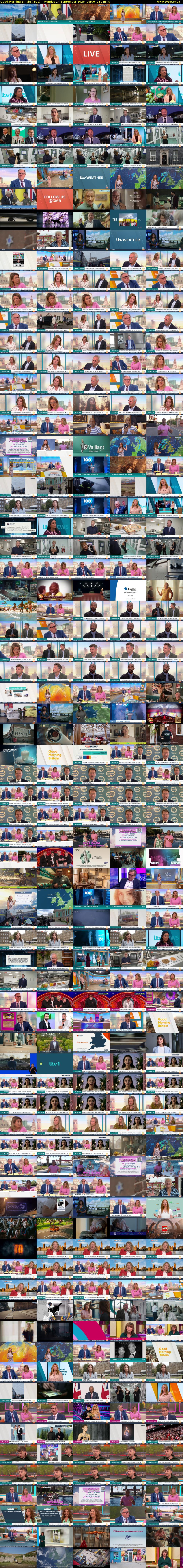 Good Morning Britain (ITV1) Monday 14 September 2026 06:00 - 09:30
