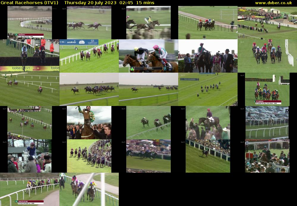 Great Racehorses (ITV1) Thursday 20 July 2023 02:45 - 03:00