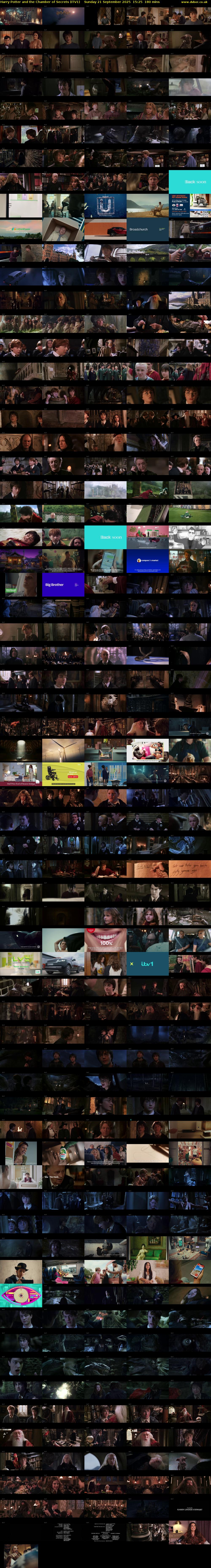 Harry Potter and the Chamber of Secrets (ITV1) Sunday 21 September 2025 15:25 - 18:25