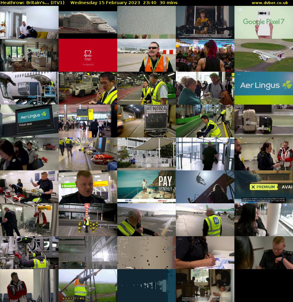 Heathrow: Britain's... (ITV1) Wednesday 15 February 2023 23:40 - 00:10