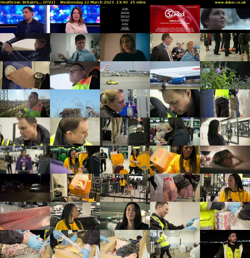 Heathrow: Britain's... (ITV1) Wednesday 22 March 2023 23:40 - 00:05