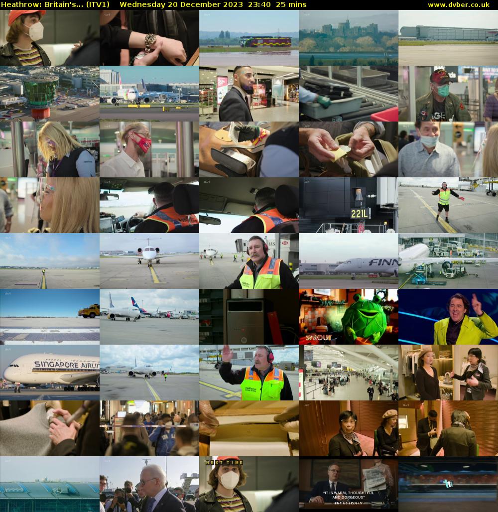 Heathrow: Britain's... (ITV1) Wednesday 20 December 2023 23:40 - 00:05