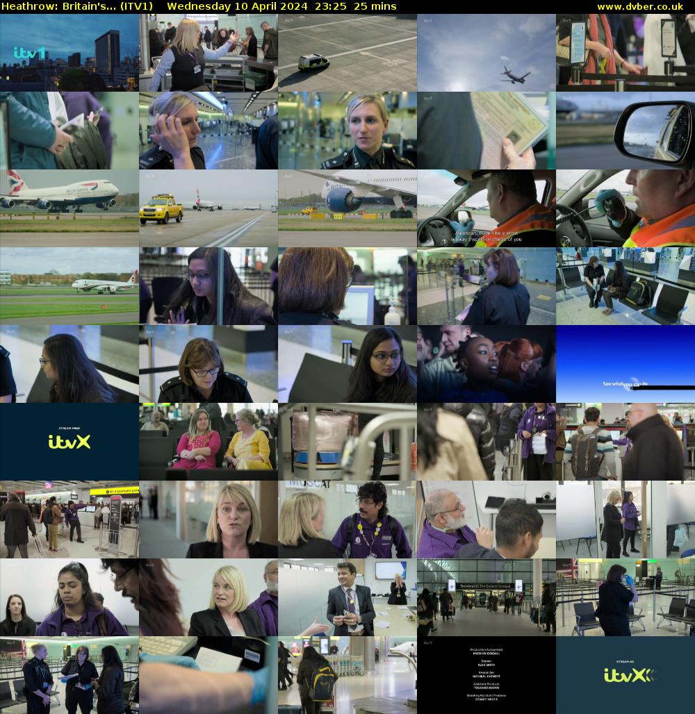 Heathrow: Britain's... (ITV1) Wednesday 10 April 2024 23:25 - 23:50