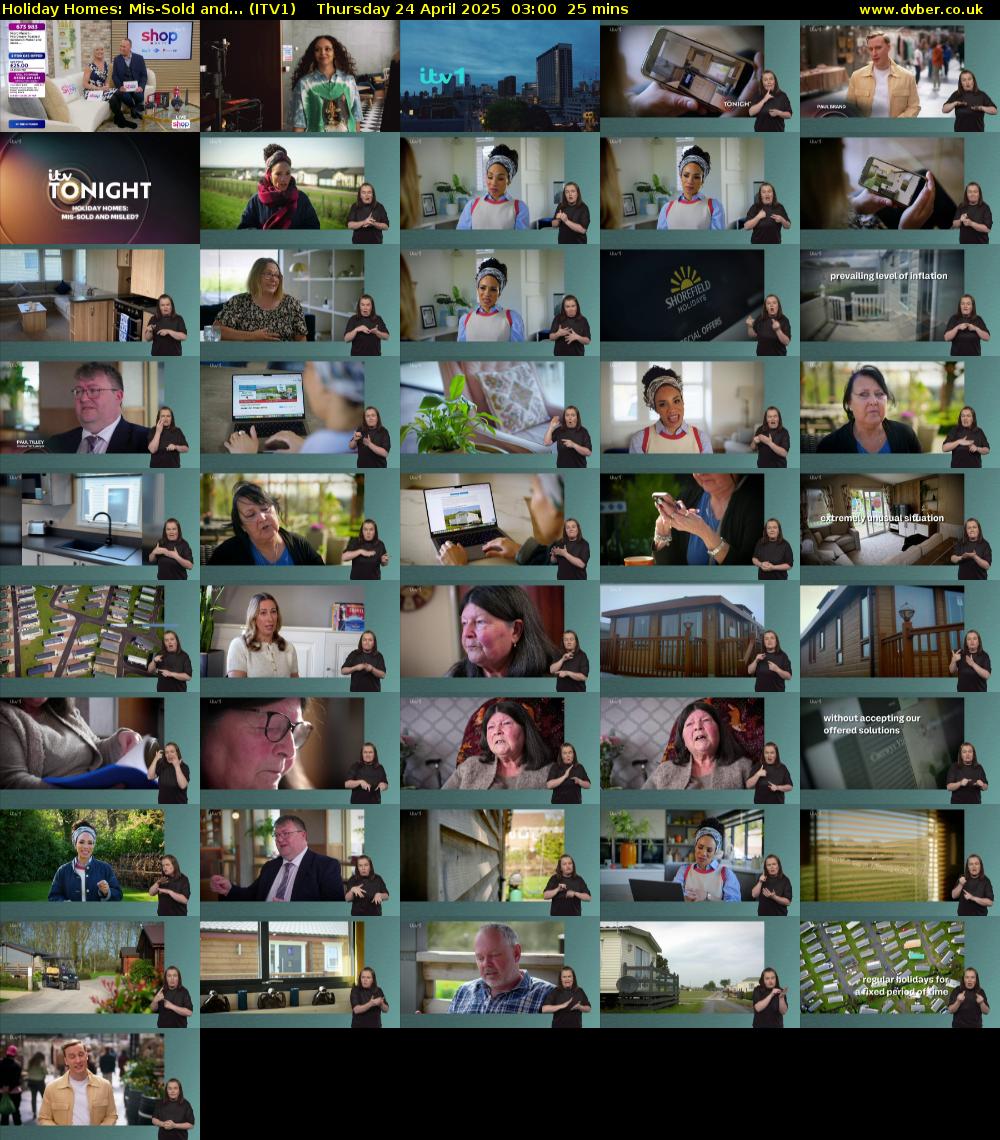 Holiday Homes: Mis-Sold and... (ITV1) Thursday 24 April 2025 03:00 - 03:25