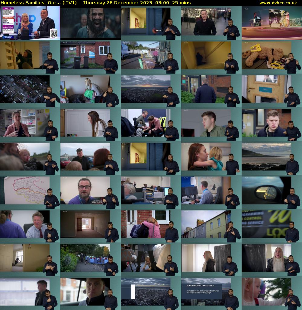 Homeless Families: Our... (ITV1) Thursday 28 December 2023 03:00 - 03:25