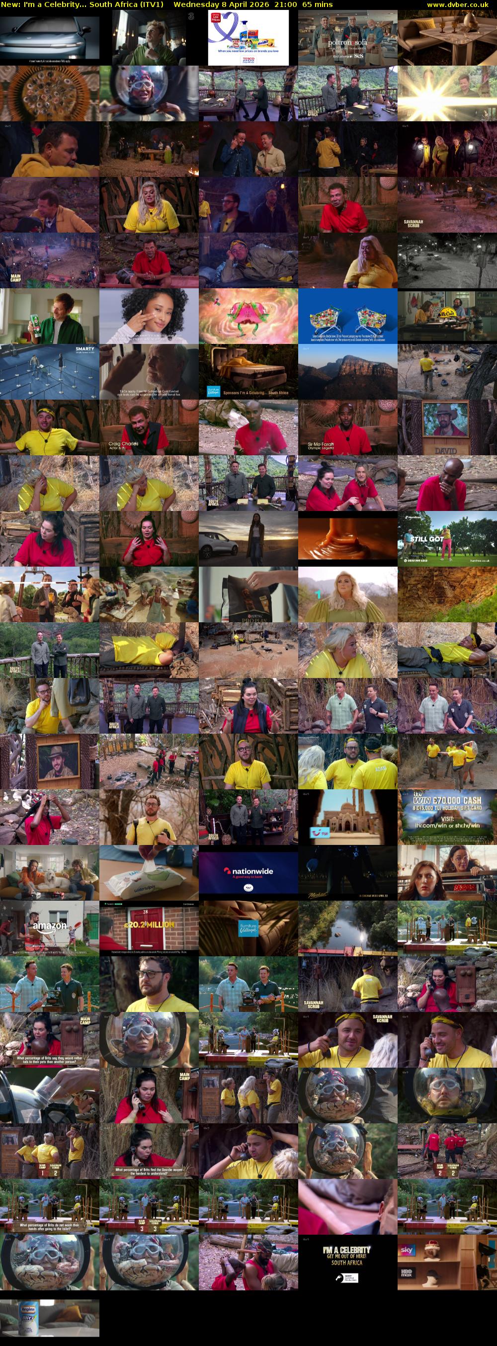 I'm a Celebrity... South Africa (ITV1) Wednesday 8 April 2026 21:00 - 22:05