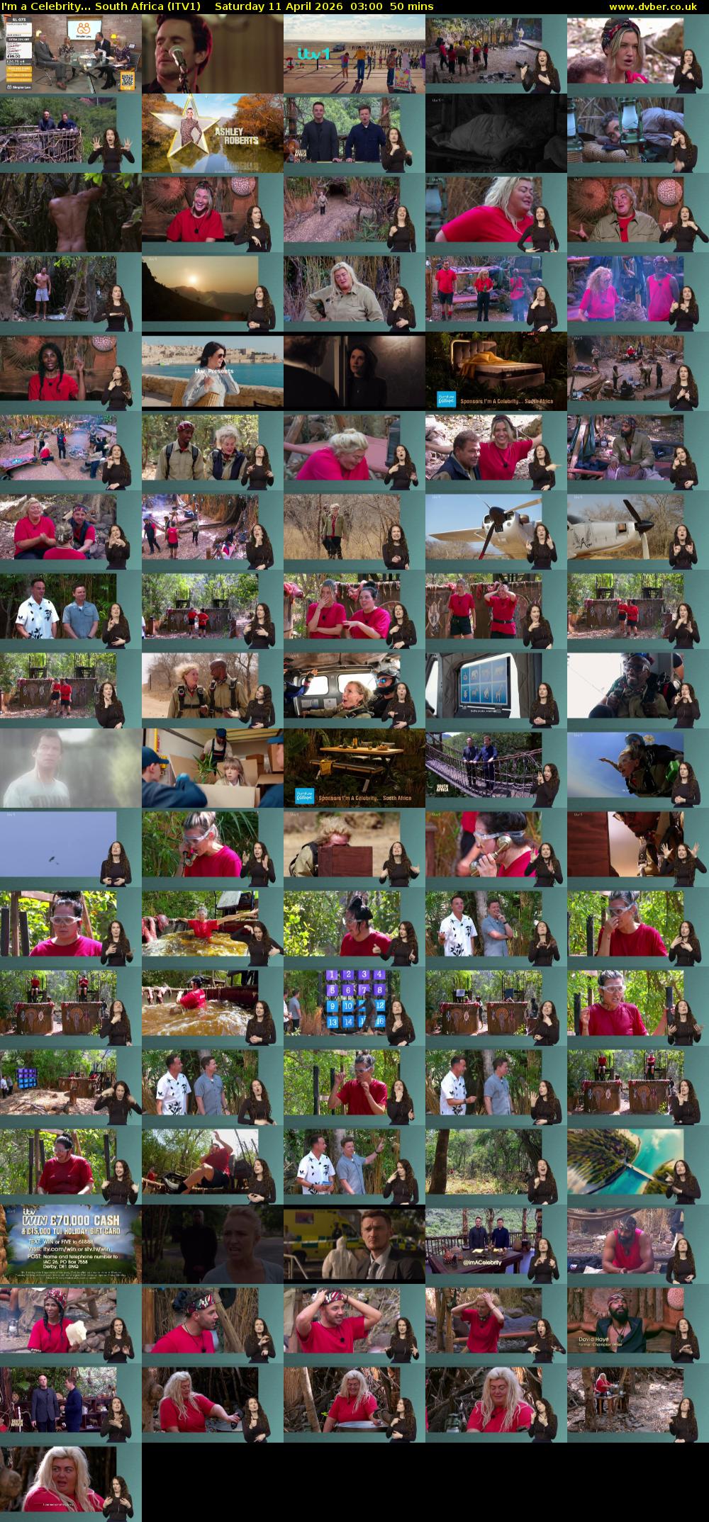 I'm a Celebrity... South Africa (ITV1) Saturday 11 April 2026 03:00 - 03:50