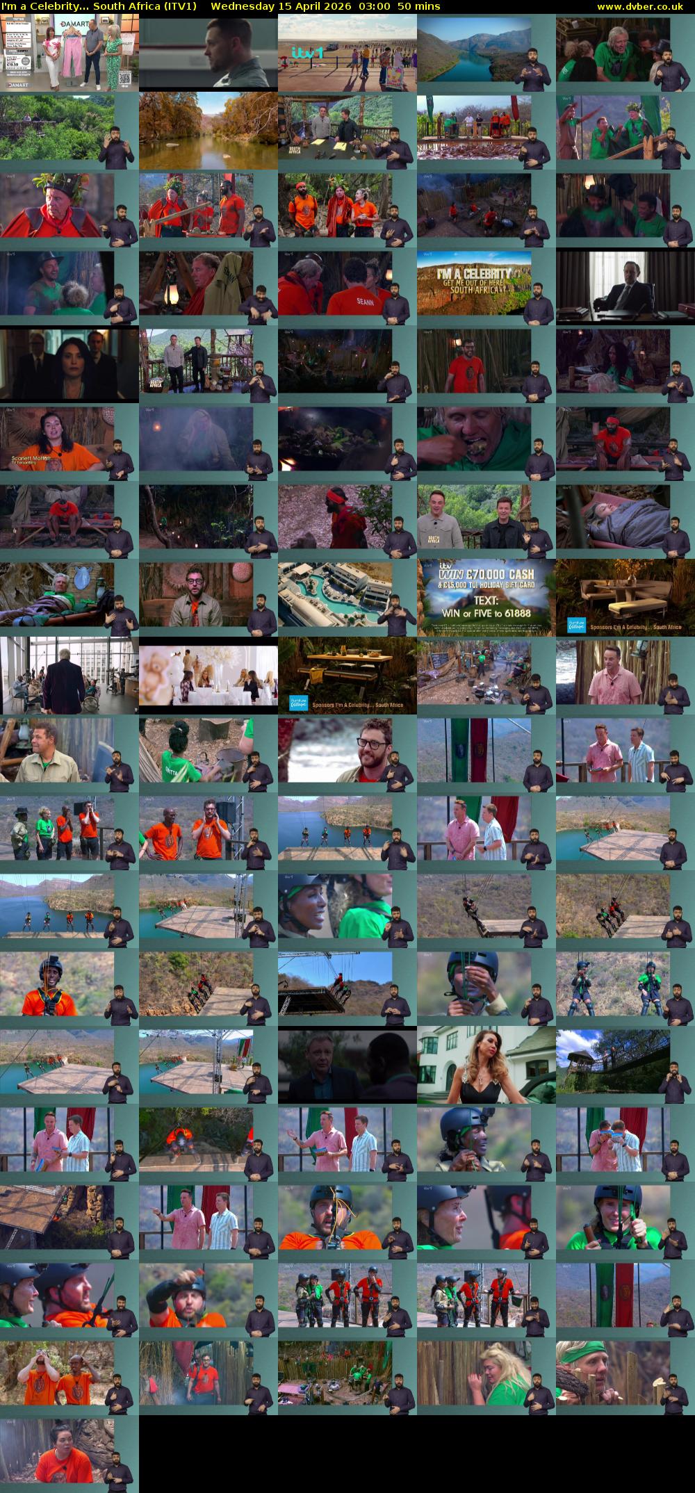 I'm a Celebrity... South Africa (ITV1) Wednesday 15 April 2026 03:00 - 03:50