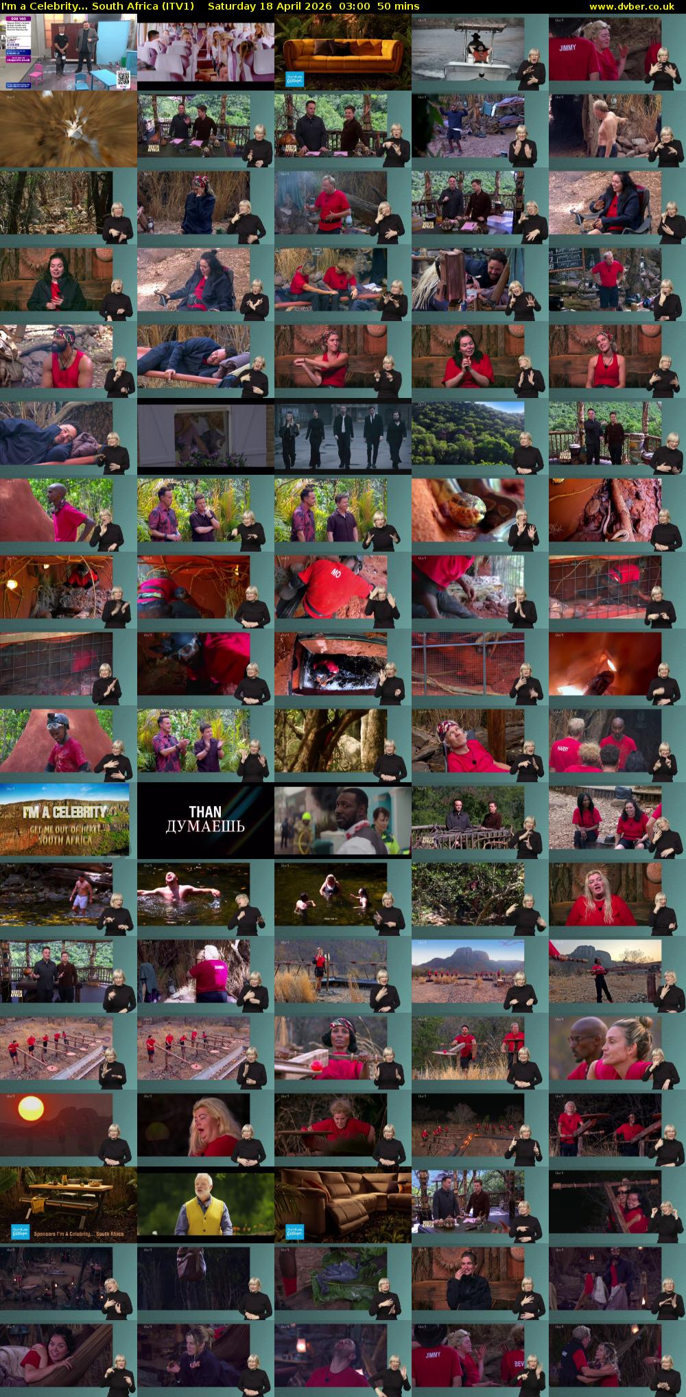 I'm a Celebrity... South Africa (ITV1) Saturday 18 April 2026 03:00 - 03:50
