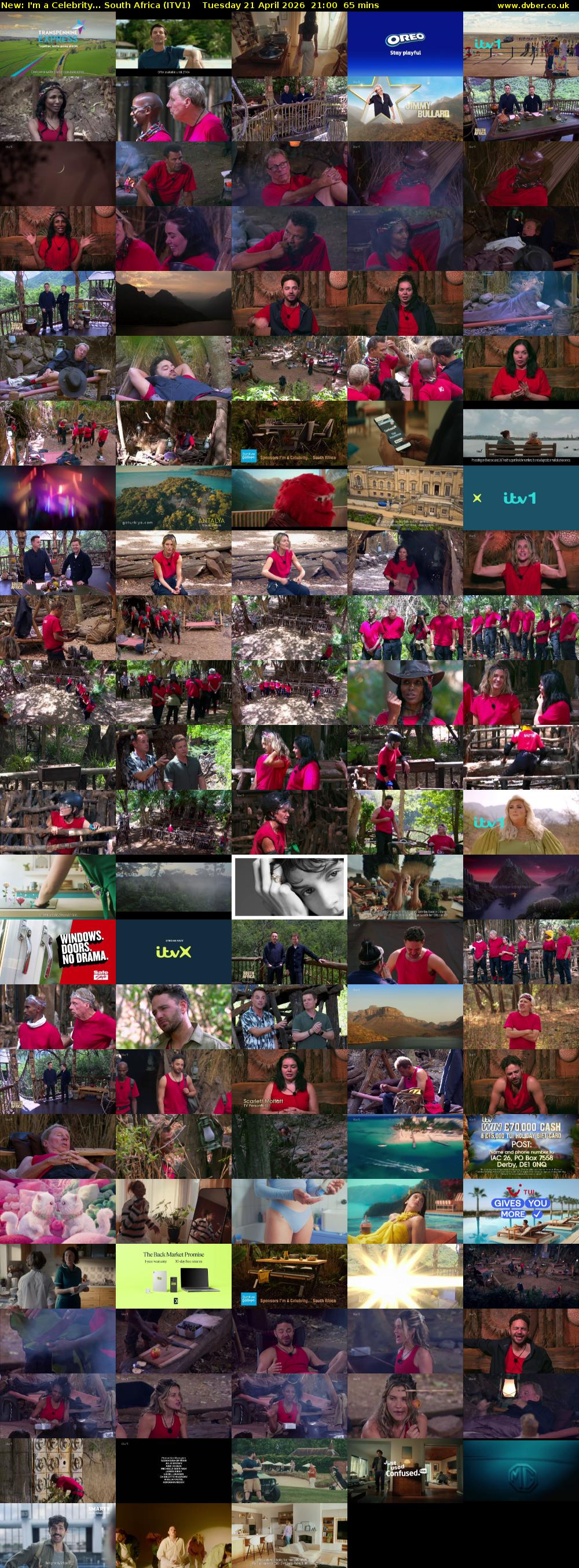 I'm a Celebrity... South Africa (ITV1) Tuesday 21 April 2026 21:00 - 22:05