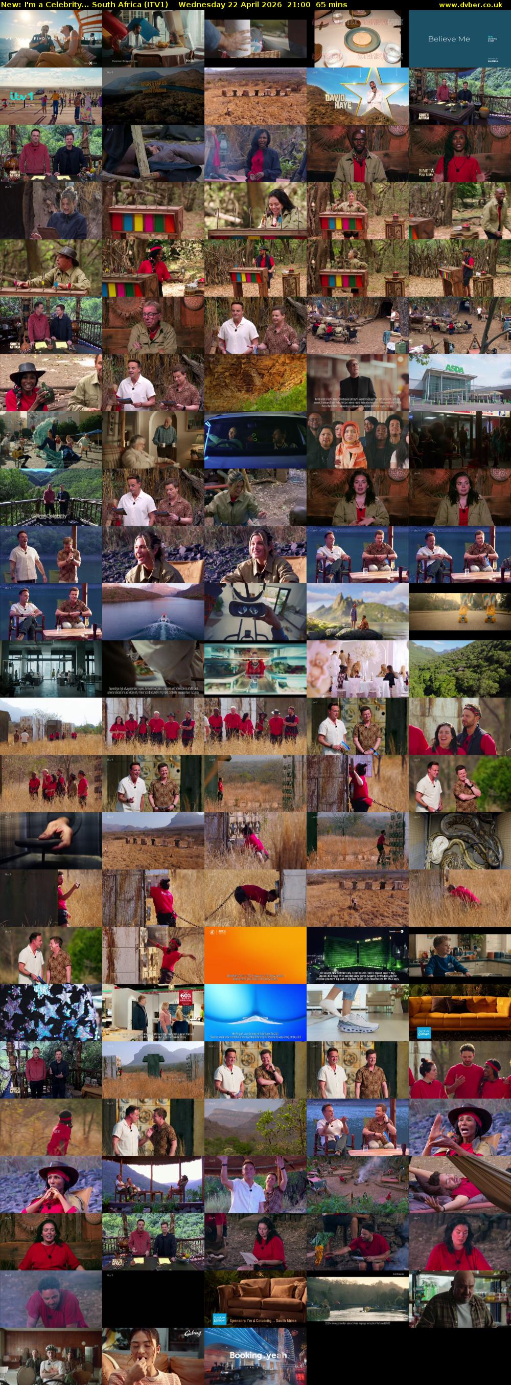 I'm a Celebrity... South Africa (ITV1) Wednesday 22 April 2026 21:00 - 22:05