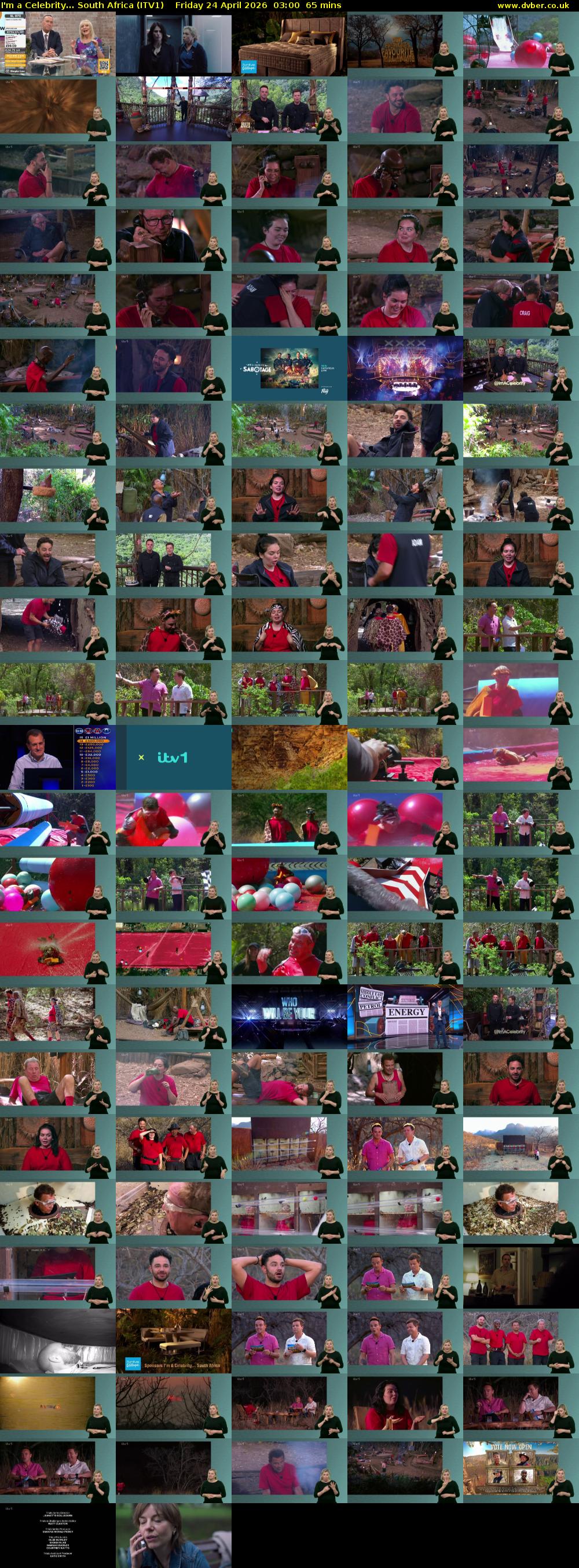 I'm a Celebrity... South Africa (ITV1) Friday 24 April 2026 03:00 - 04:05