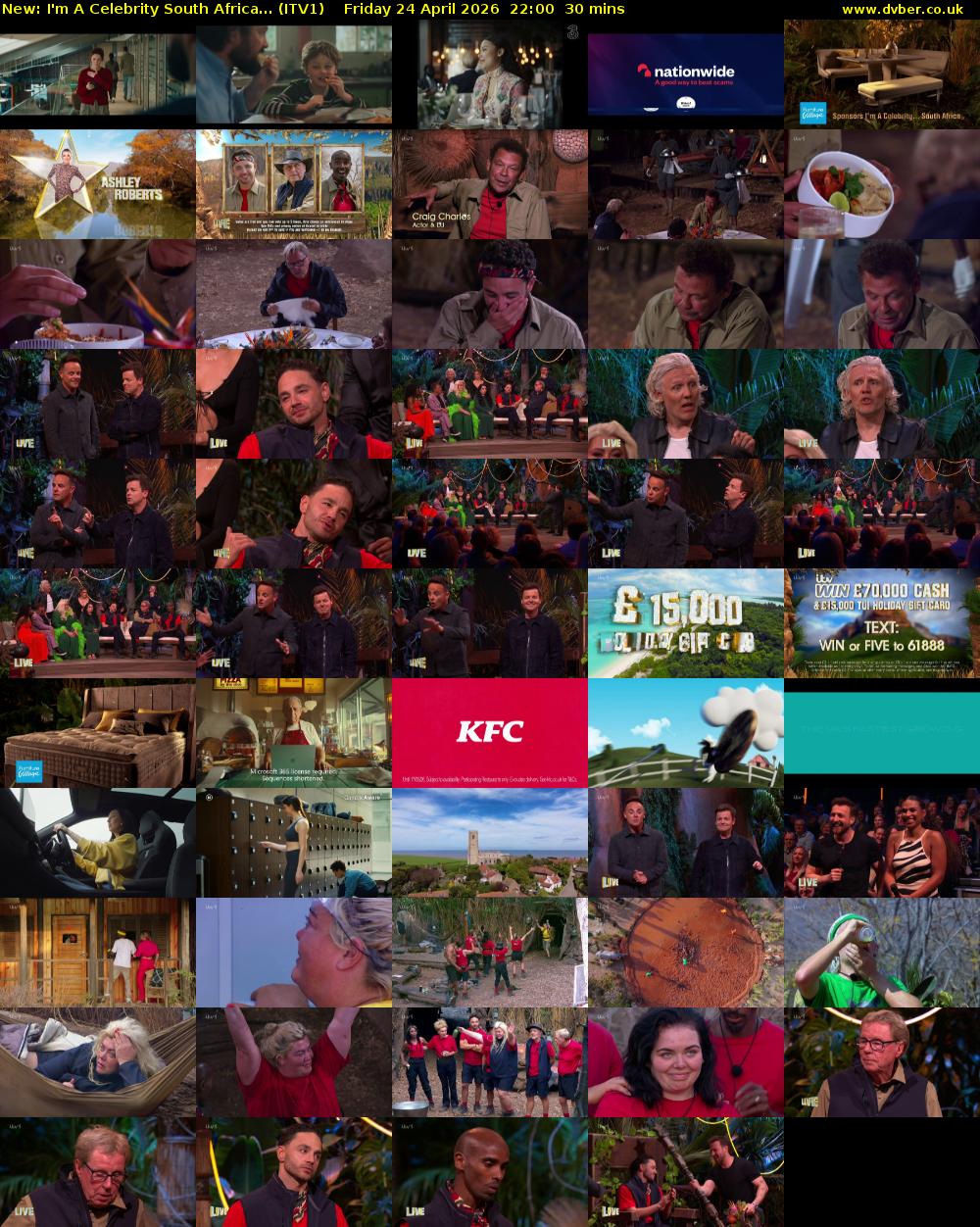 I'm a Celebrity South Africa... (ITV1) Friday 24 April 2026 22:00 - 22:30