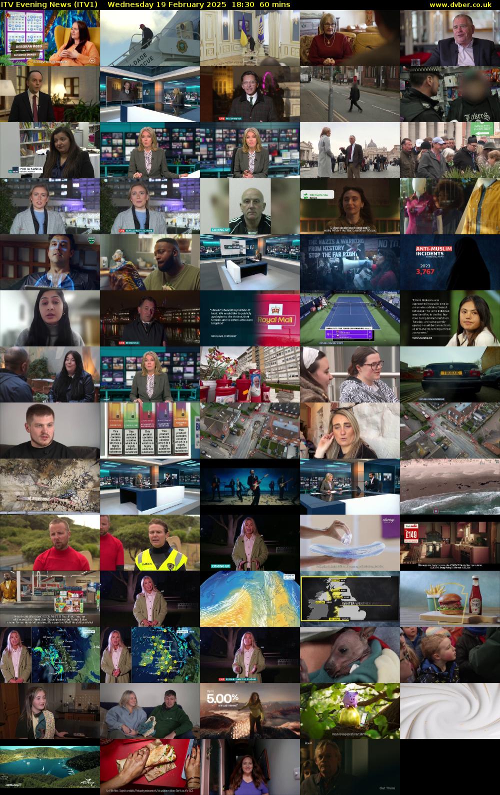 ITV Evening News (ITV1) Wednesday 19 February 2025 18:30 - 19:30