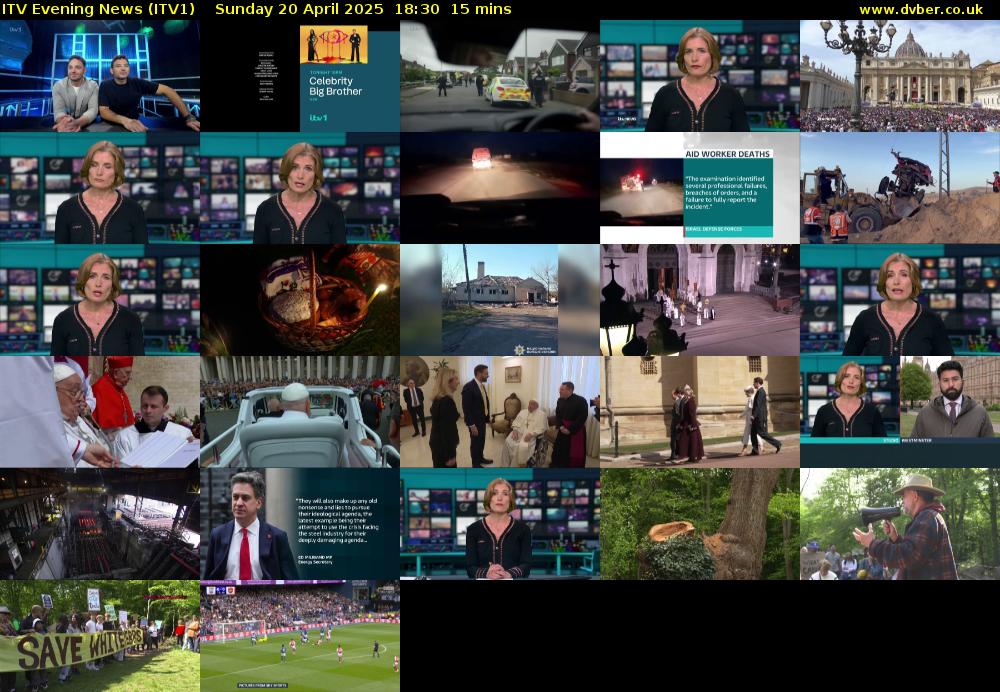 ITV Evening News (ITV1) Sunday 20 April 2025 18:30 - 18:45