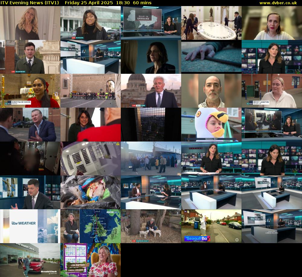 ITV Evening News (ITV1) Friday 25 April 2025 18:30 - 19:30