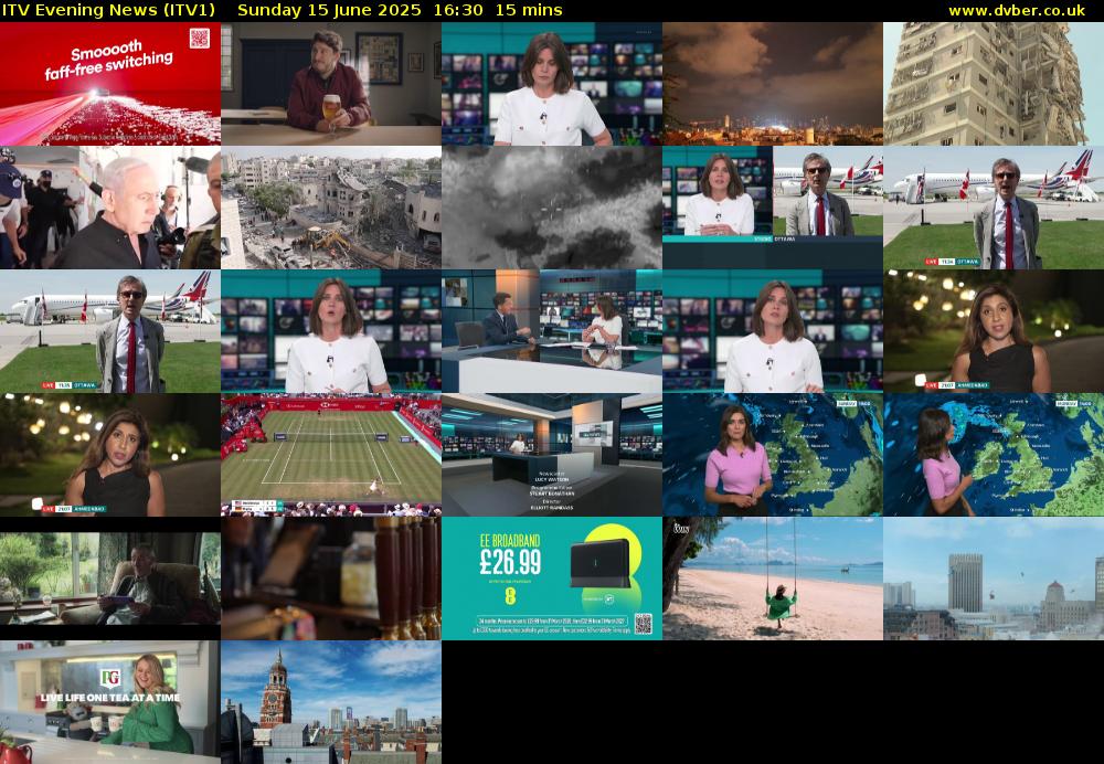 ITV Evening News (ITV1) Sunday 15 June 2025 16:30 - 16:45