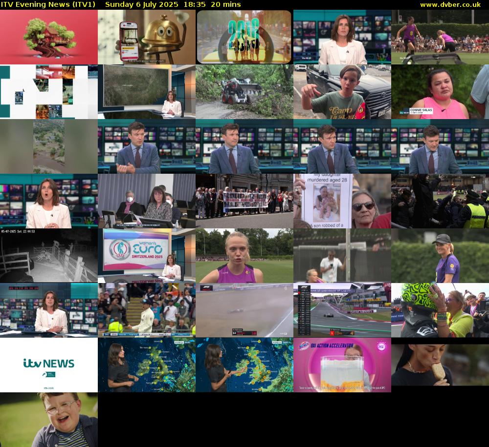 ITV Evening News (ITV1) Sunday 6 July 2025 18:35 - 18:55