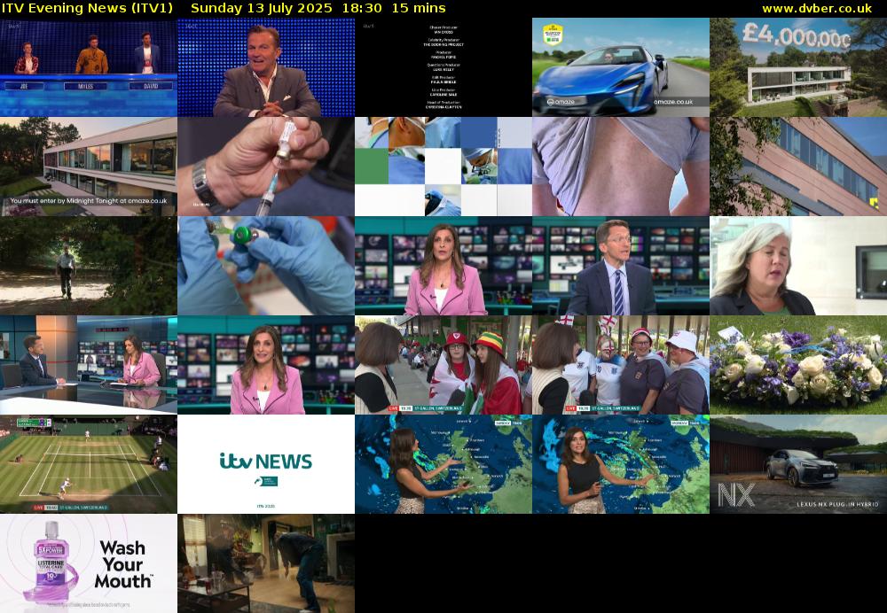 ITV Evening News (ITV1) Sunday 13 July 2025 18:30 - 18:45