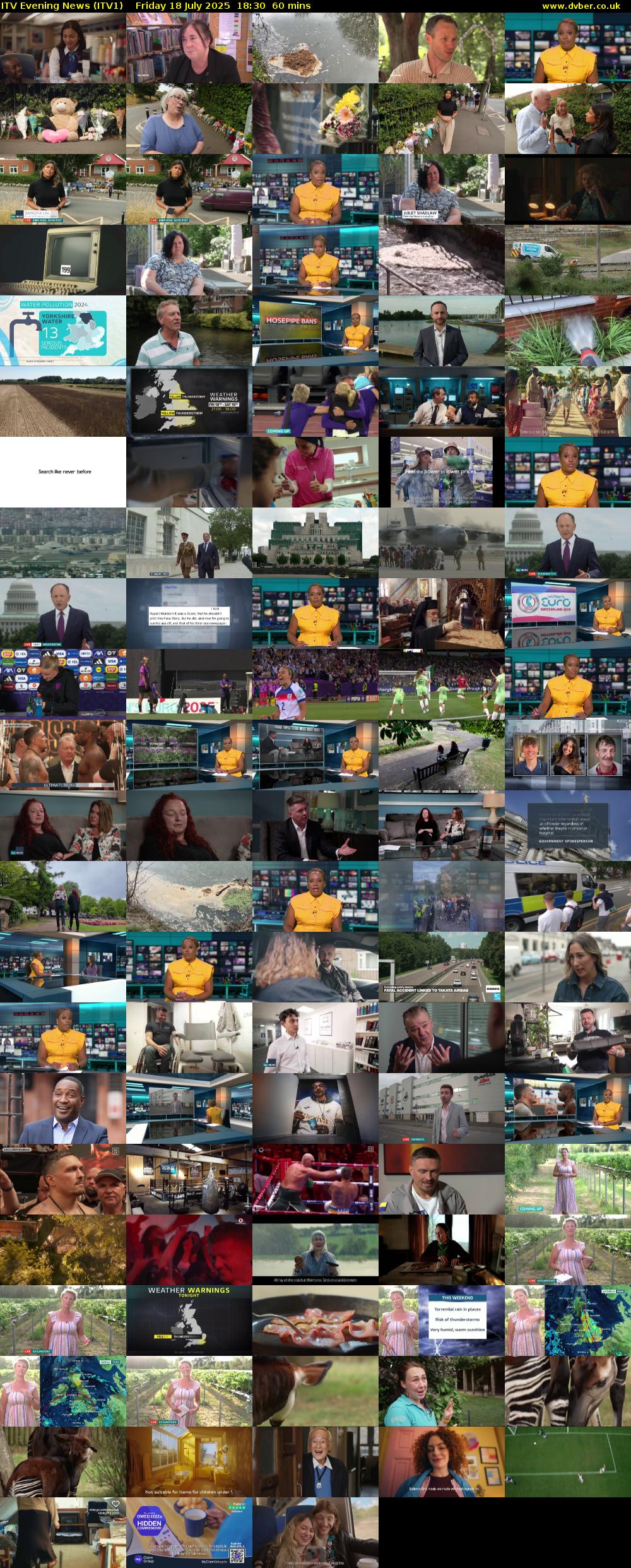 ITV Evening News (ITV1) Friday 18 July 2025 18:30 - 19:30