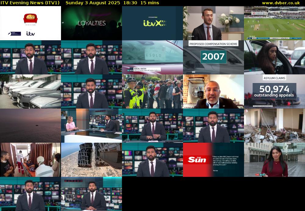 ITV Evening News (ITV1) Sunday 3 August 2025 18:30 - 18:45