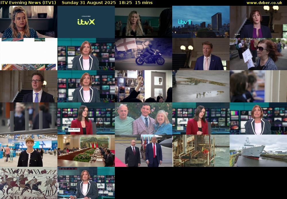 ITV Evening News (ITV1) Sunday 31 August 2025 18:25 - 18:40