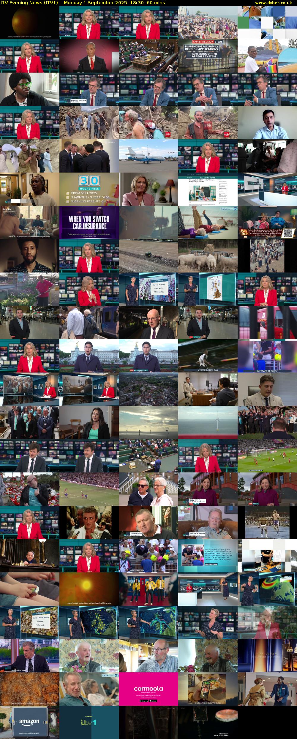 ITV Evening News (ITV1) Monday 1 September 2025 18:30 - 19:30