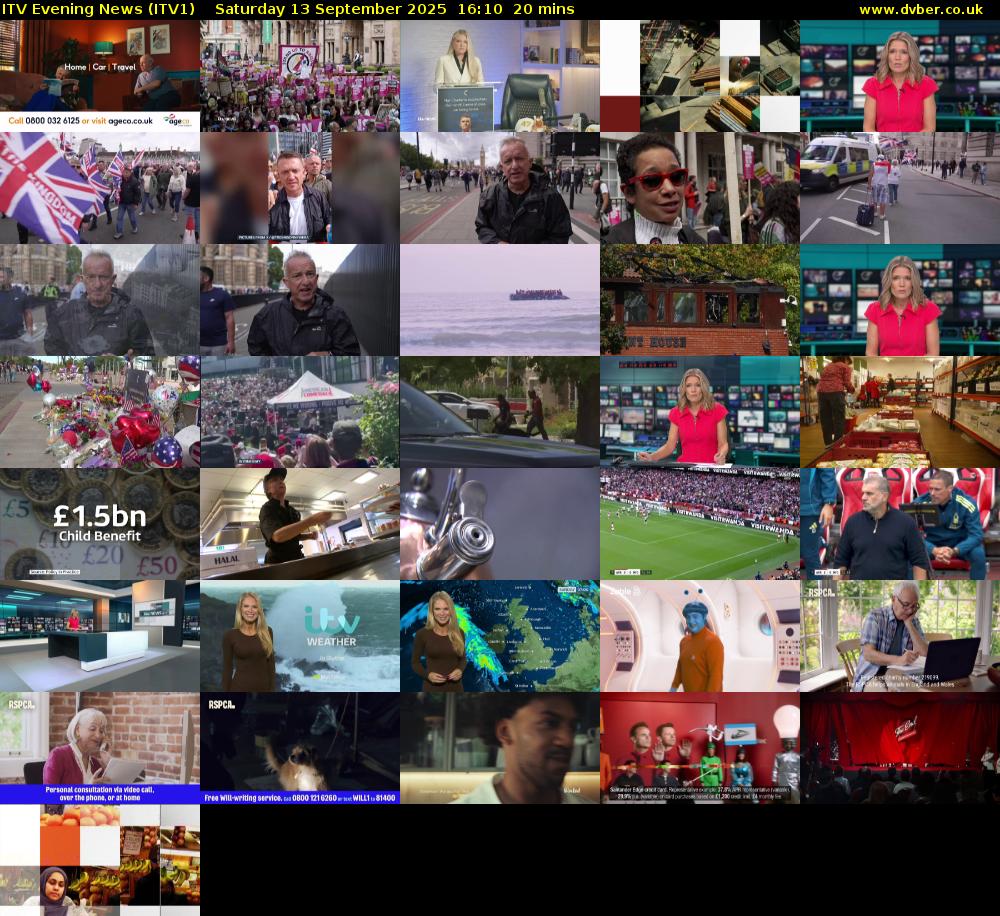 ITV Evening News (ITV1) Saturday 13 September 2025 16:10 - 16:30