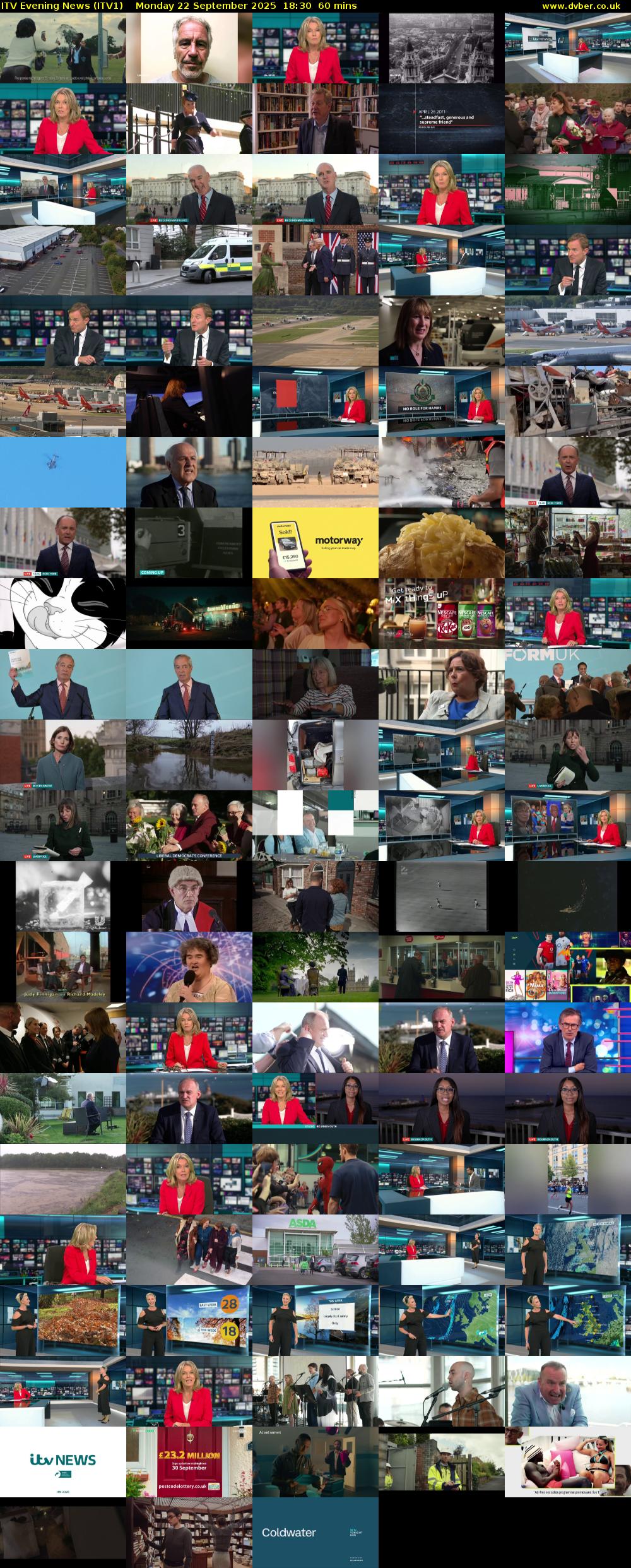 ITV Evening News (ITV1) Monday 22 September 2025 18:30 - 19:30