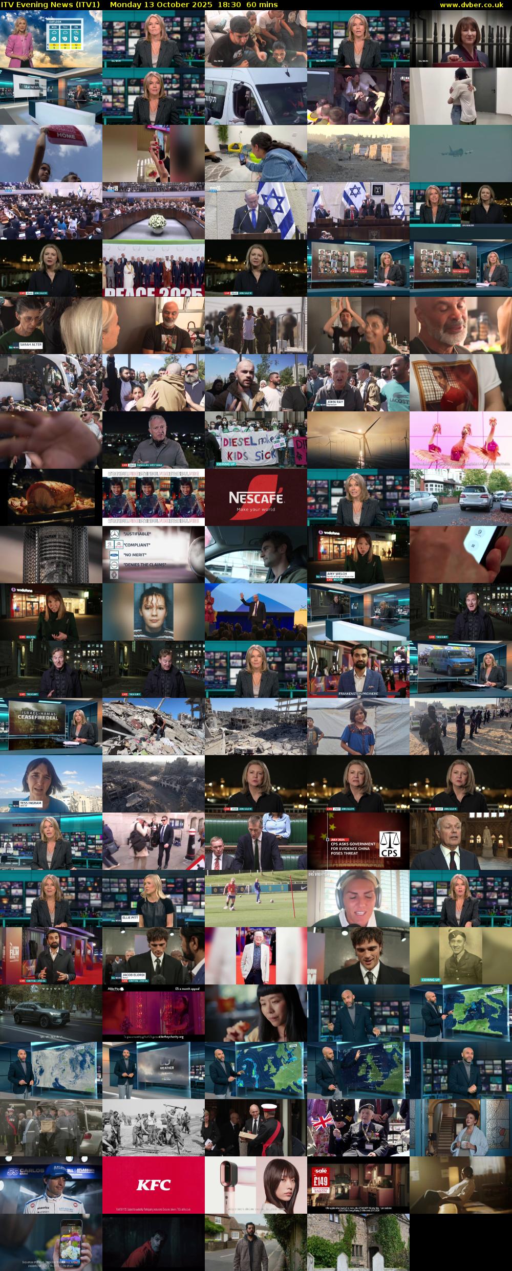 ITV Evening News (ITV1) Monday 13 October 2025 18:30 - 19:30