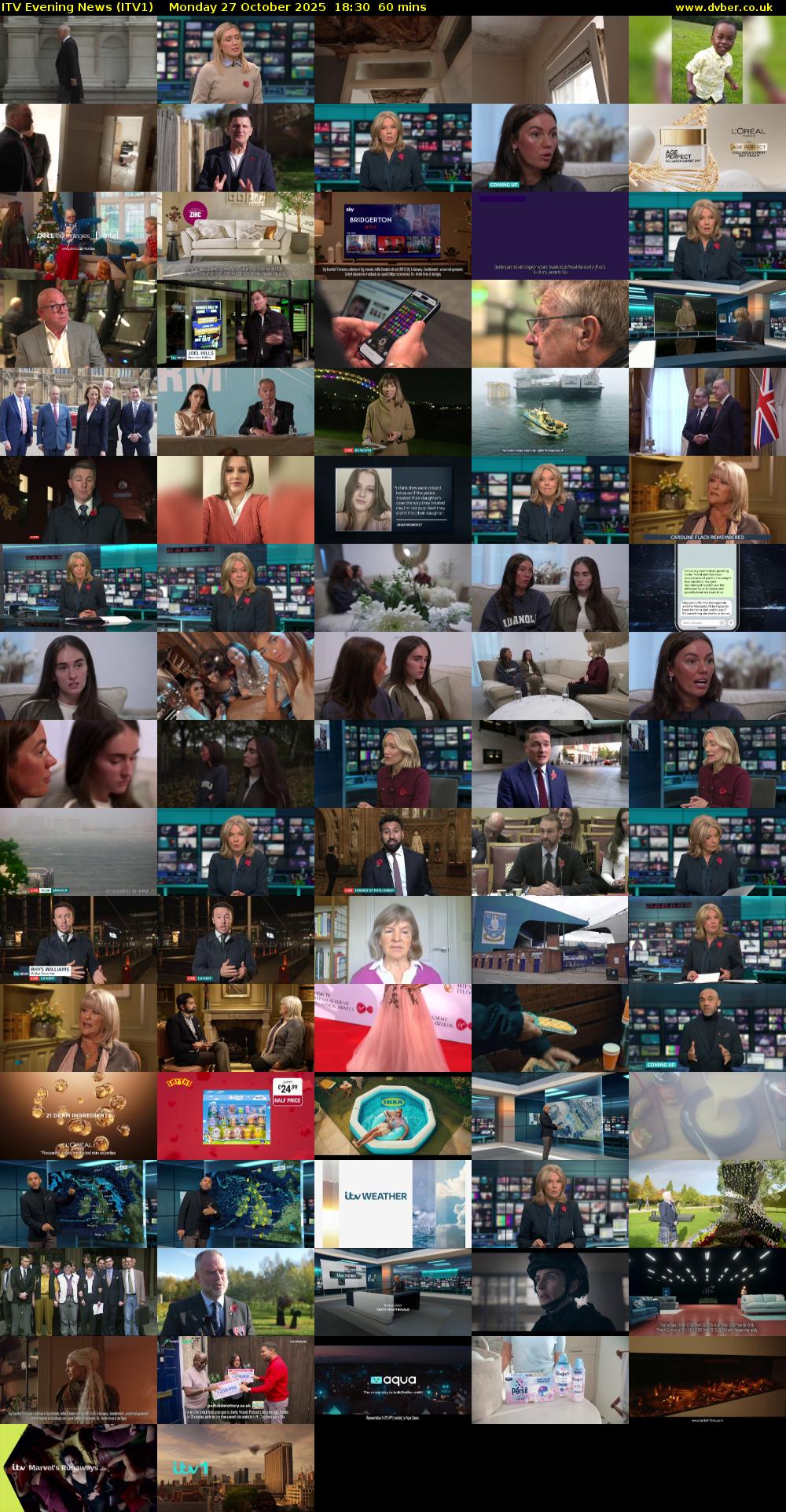 ITV Evening News (ITV1) Monday 27 October 2025 18:30 - 19:30